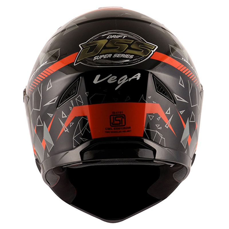 Vega Storm Drift Black Orange Helmet - bikerstore.in
