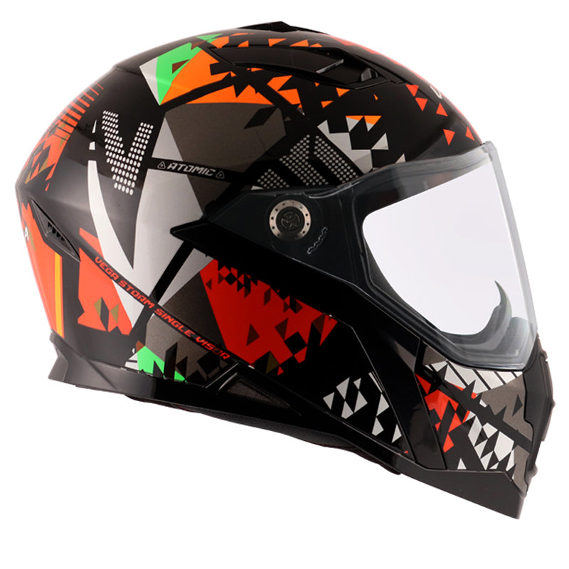 Vega Storm Atomic Black Orange Helmet - bikerstore.in