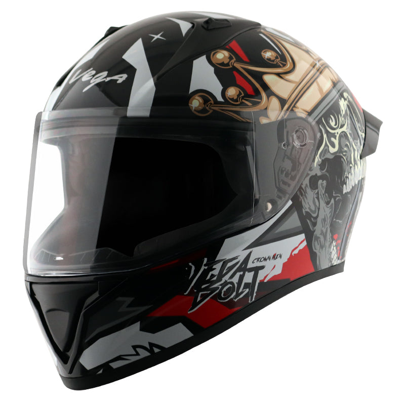 Vega Bolt Crown Men Black Red Helmet - bikerstore.in
