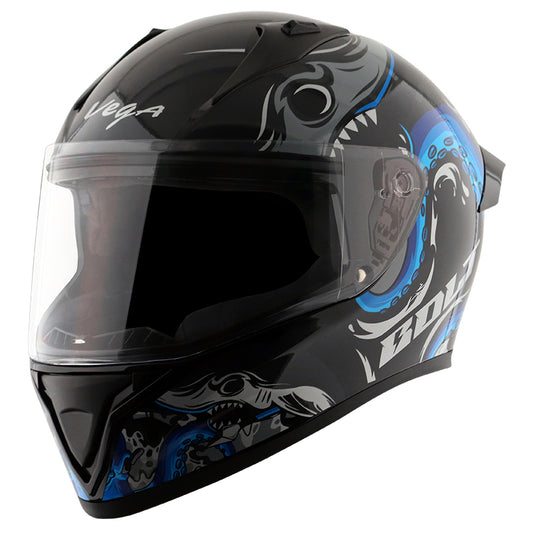 Vega Bolt Octopus Black Blue Helmet - bikerstore.in
