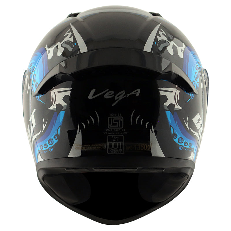 Vega Bolt Octopus Black Blue Helmet - bikerstore.in