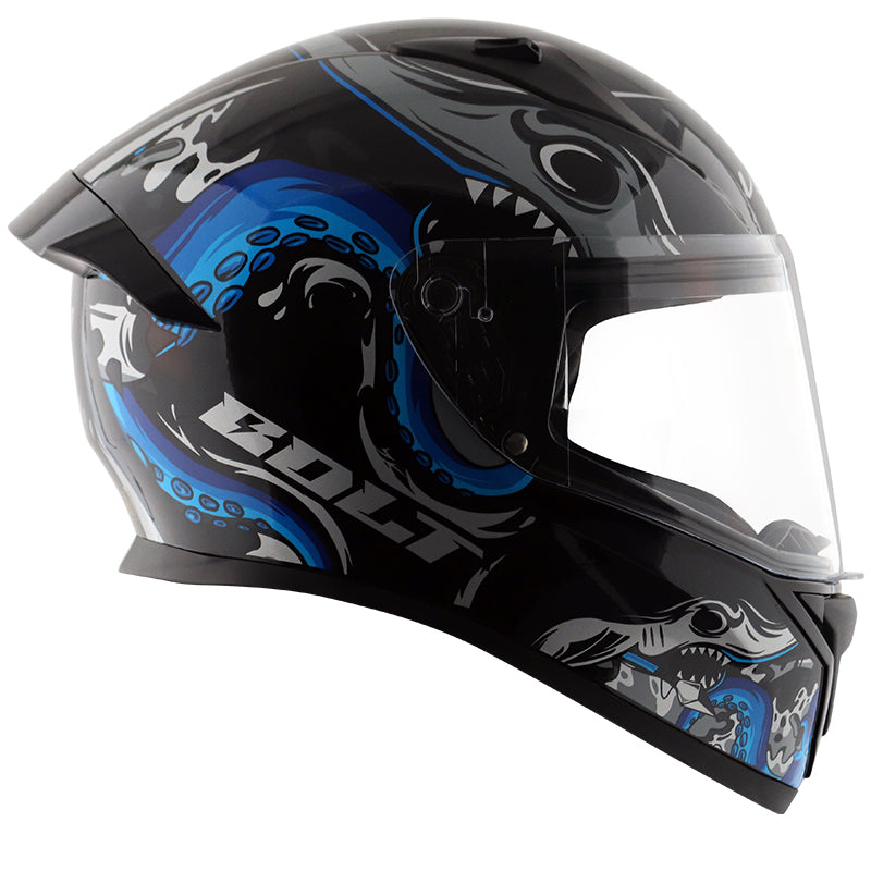 Vega Bolt Octopus Black Blue Helmet - bikerstore.in