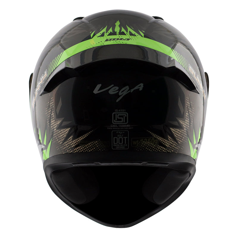 Vega Bolt Bunny Black Green Helmet - bikerstore.in