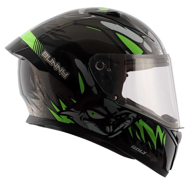 Vega Bolt Bunny Black Green Helmet - bikerstore.in