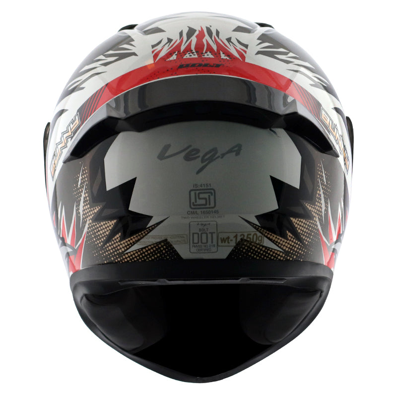 Vega Bolt Bunny White Red Helmet - bikerstore.in