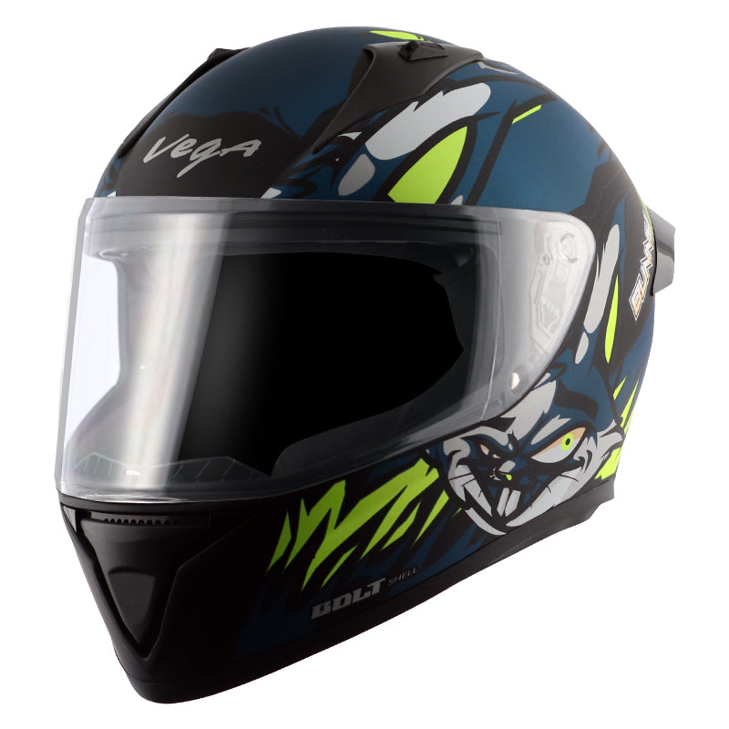 Vega Bolt Bunny Dull Black Blue Helmet - bikerstore.in