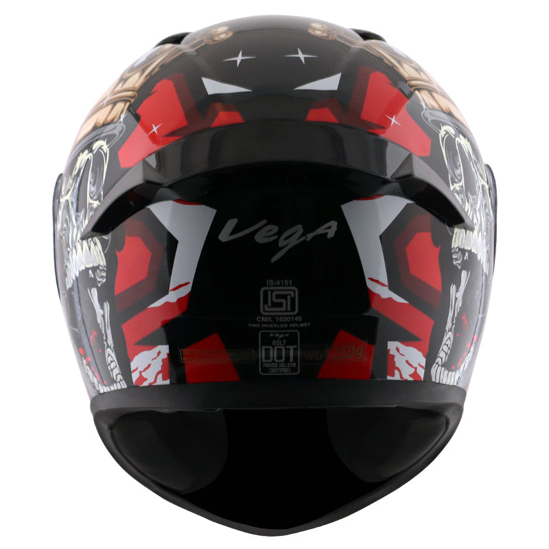 Vega Bolt Crown Men Black Red Helmet - bikerstore.in