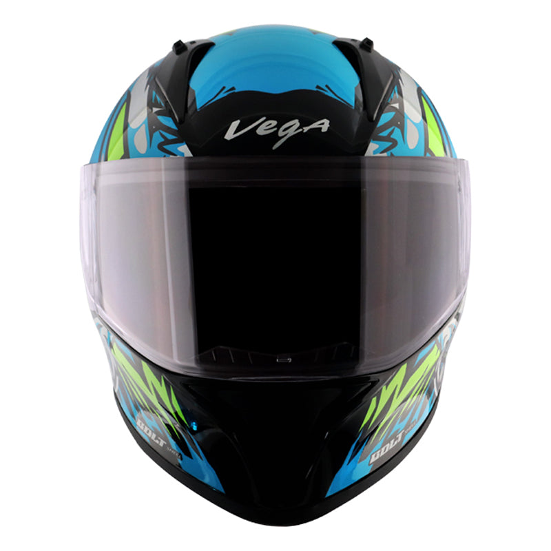 Vega Bolt Bunny Black Neon Blue Helmet - bikerstore.in