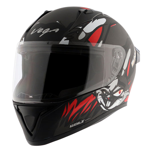 Vega Bolt Bunny Dull Black Red Helmet - bikerstore.in
