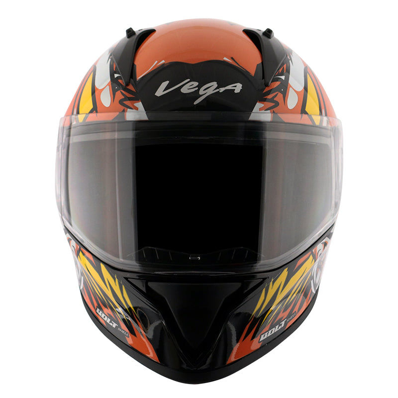 Vega Bolt Bunny Black Orange Helmet - bikerstore.in