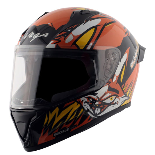 Vega Bolt Bunny Black Orange Helmet - bikerstore.in