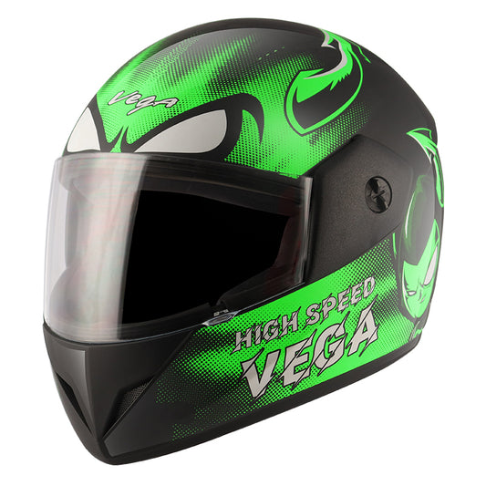Vega Cliff Devil Black Neon Green Helmet - bikerstore.in