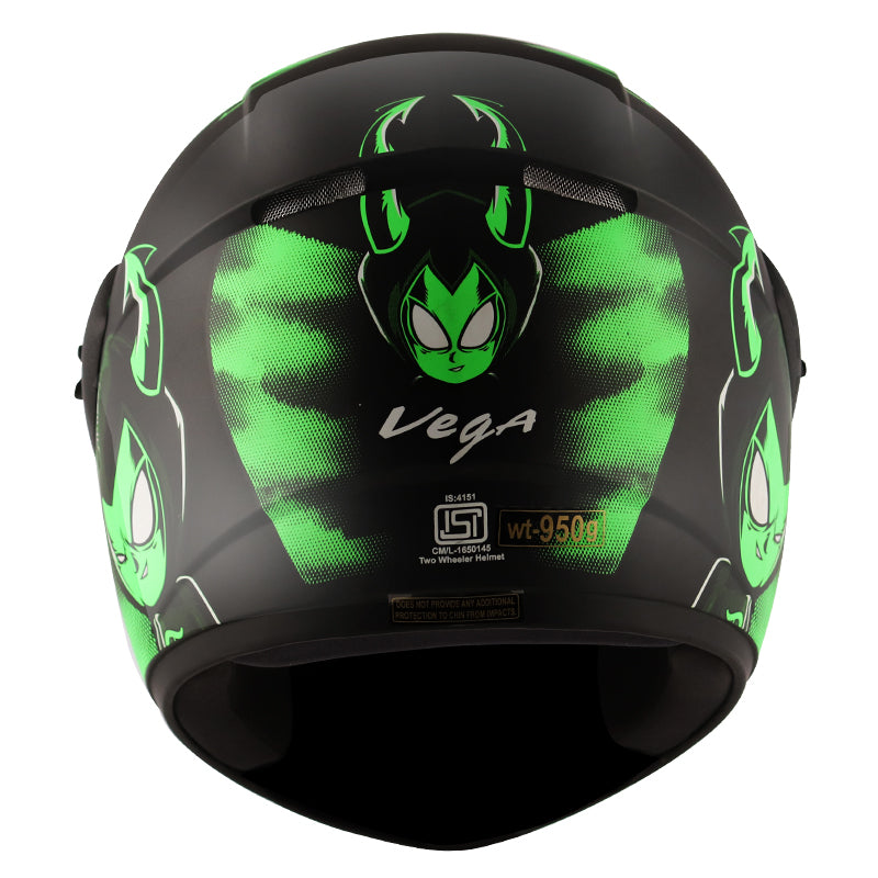 Vega Cliff Devil Black Neon Green Helmet - bikerstore.in