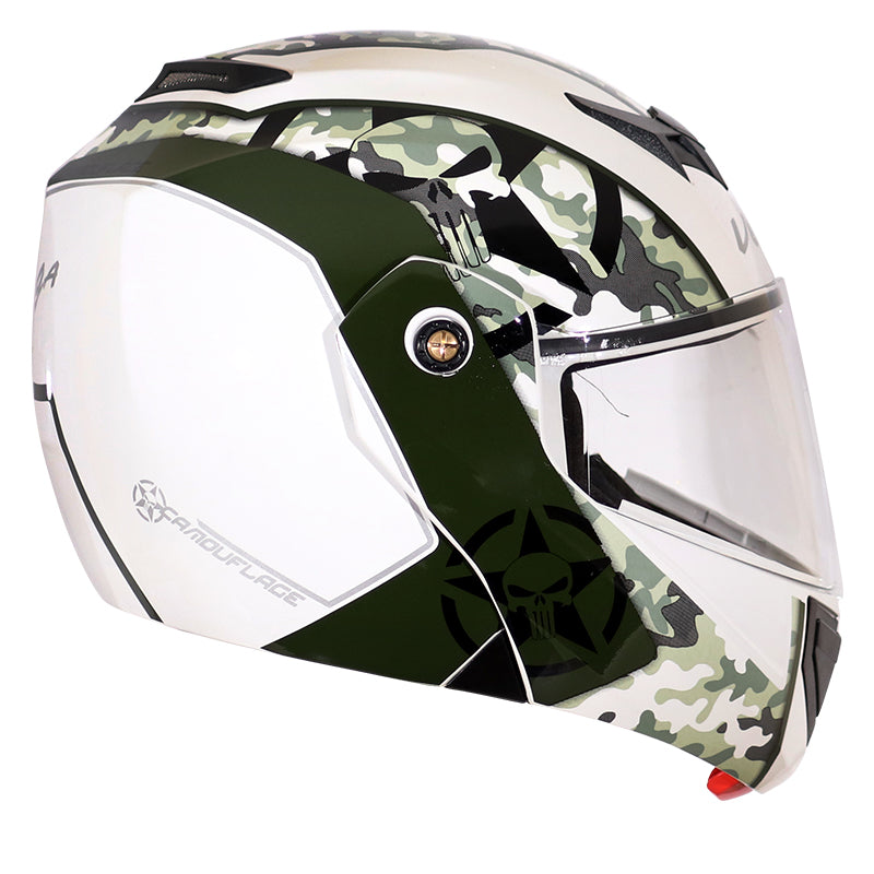 Vega Crux Dx Camouflage White Battle Green Helmet - bikerstore.in