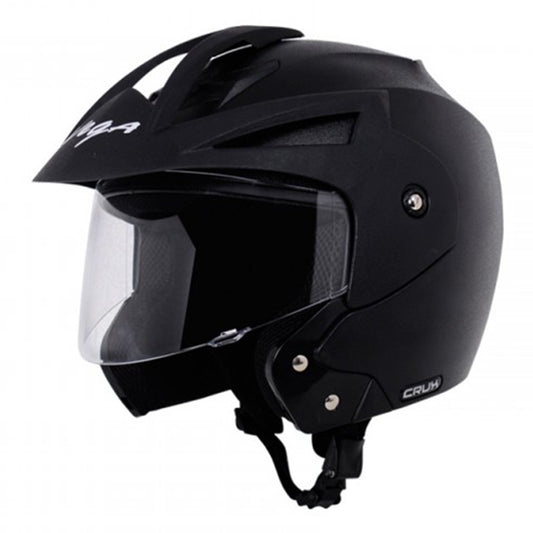 Vega Crux Open Face Black Helmet - bikerstore.in