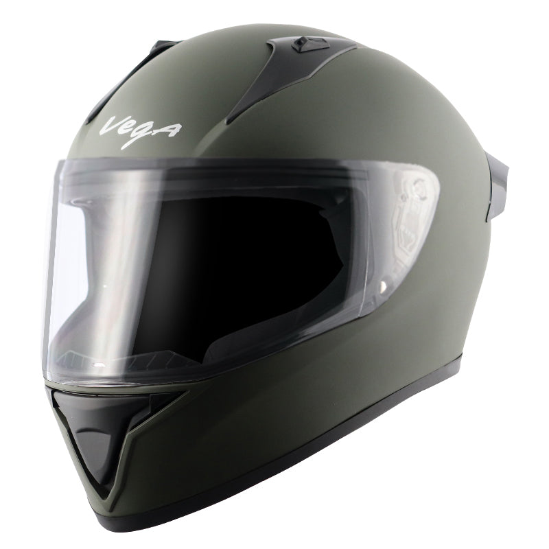 Vega Bolt Dull Battle Green Helmet - bikerstore.in