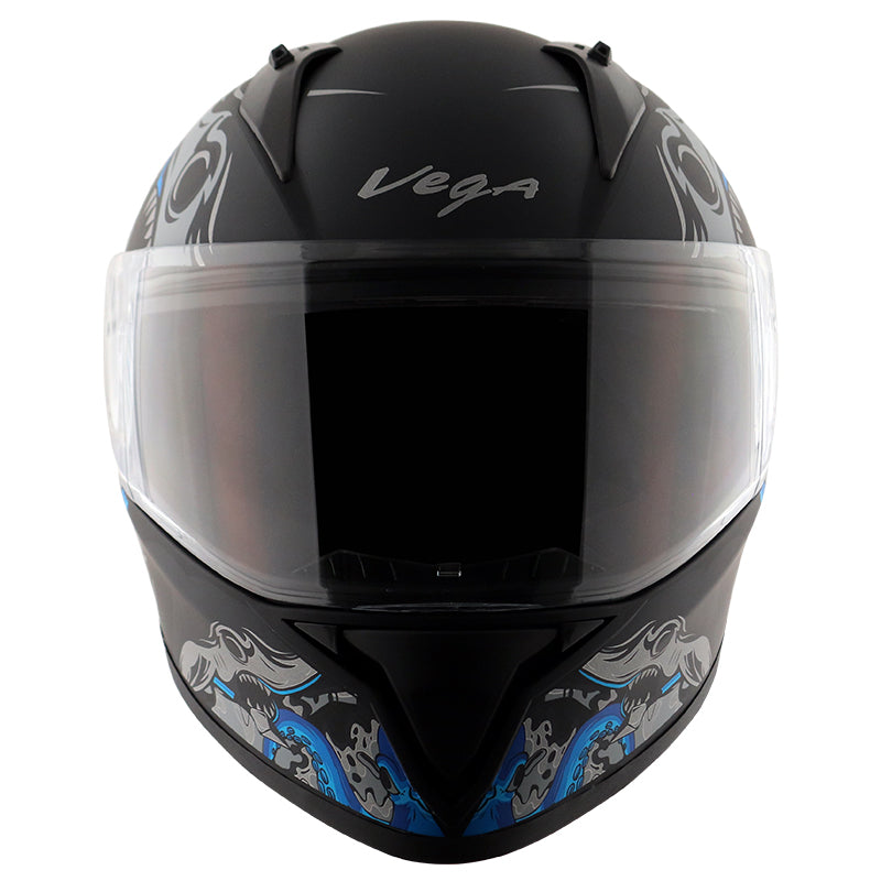 Vega Bolt Octopus Dull Black Blue Helmet - bikerstore.in