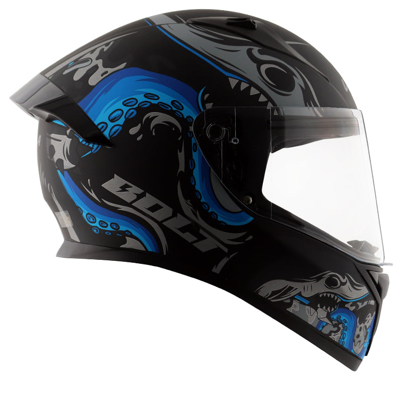 Vega Bolt Octopus Dull Black Blue Helmet - bikerstore.in