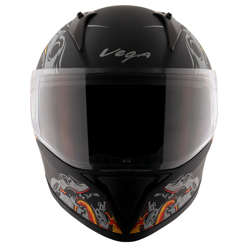 Vega Bolt Octopus Dull Black Orange Helmet - bikerstore.in