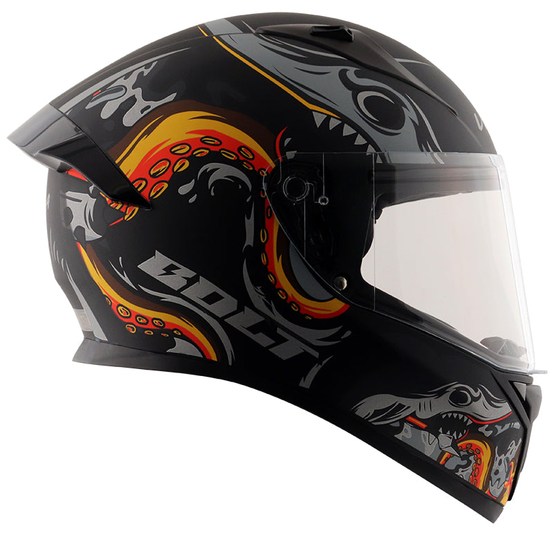 Vega Bolt Octopus Dull Black Orange Helmet - bikerstore.in