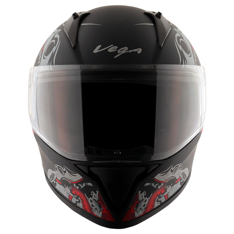 Vega Bolt Octopus Dull Black Red Helmet - bikerstore.in