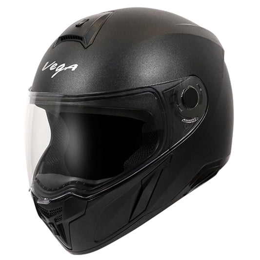 Vega EVO Leather Finish Black Helmet - bikerstore.in