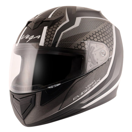 Vega Edge DX Blast Black Silver Helmet - bikerstore.in