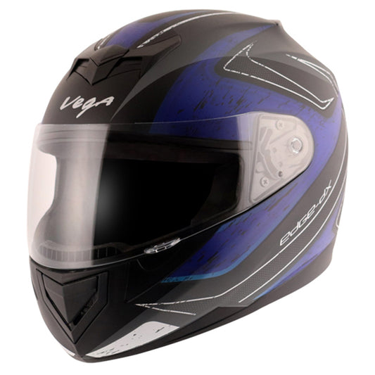 Vega Edge DX Crystal Black Blue Helmet - bikerstore.in