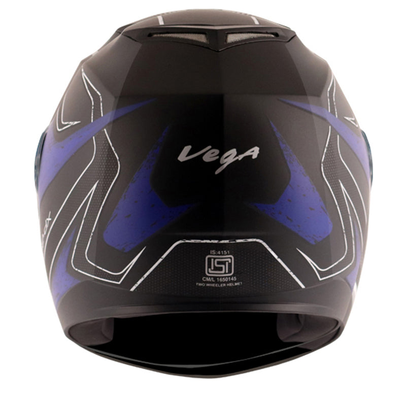 Vega Edge DX Crystal Black Blue Helmet - bikerstore.in