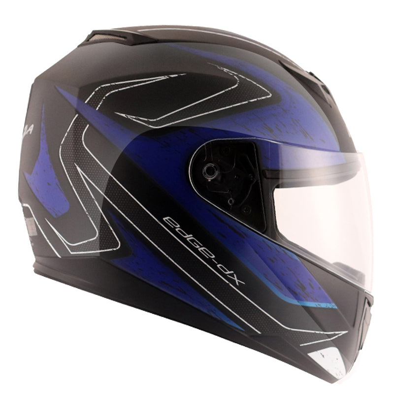 Vega Edge DX Crystal Black Blue Helmet - bikerstore.in