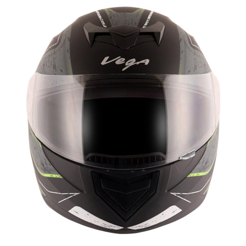 Vega Edge DX Crystal Dull Black Silver Helmet - bikerstore.in