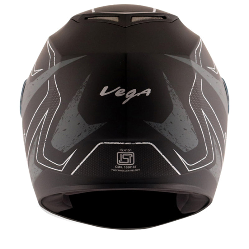 Vega Edge DX Crystal Dull Black Silver Helmet - bikerstore.in