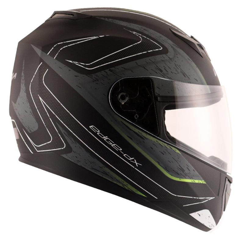 Vega Edge DX Crystal Dull Black Silver Helmet - bikerstore.in