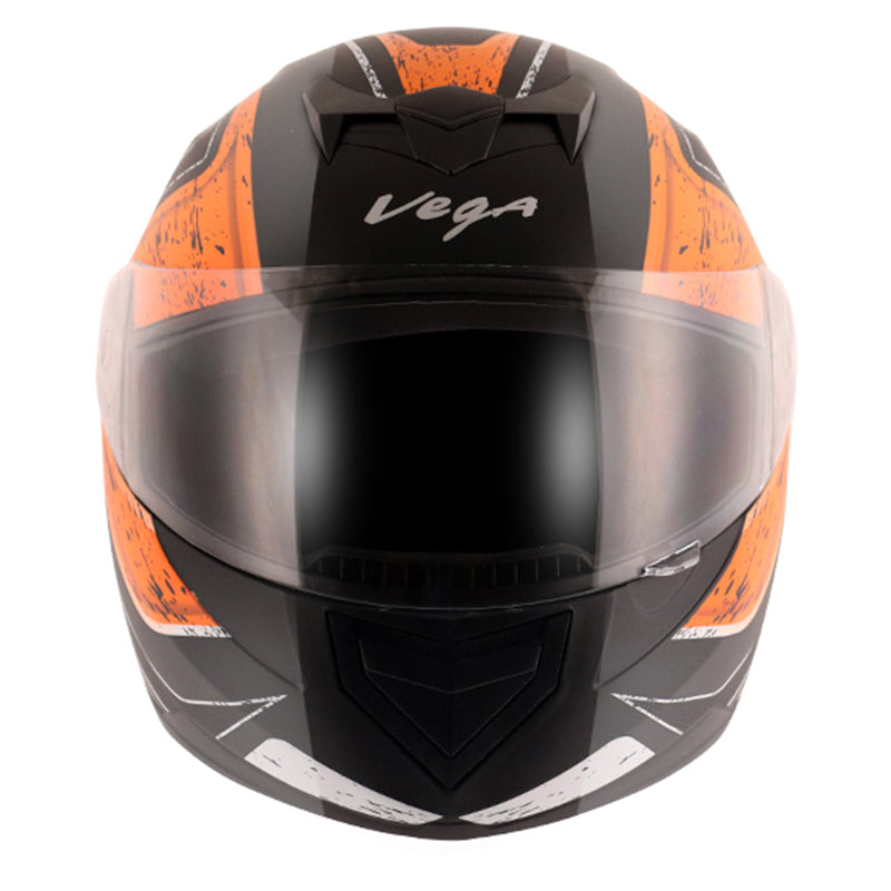 Vega Edge DX Crystal Black Orange Helmet - bikerstore.in