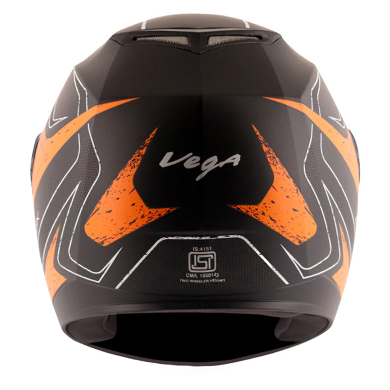 Vega Edge DX Crystal Black Orange Helmet - bikerstore.in