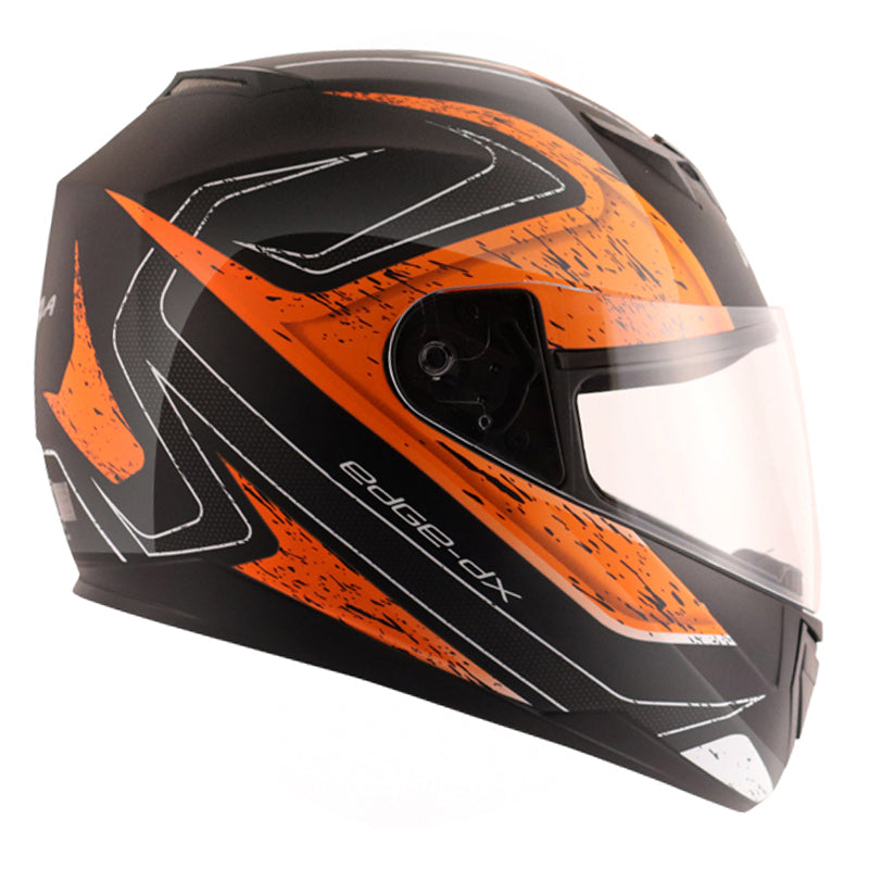 Vega Edge DX Crystal Black Orange Helmet - bikerstore.in