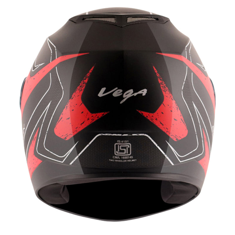 Vega Edge DX Crystal Black Red Helmet - bikerstore.in