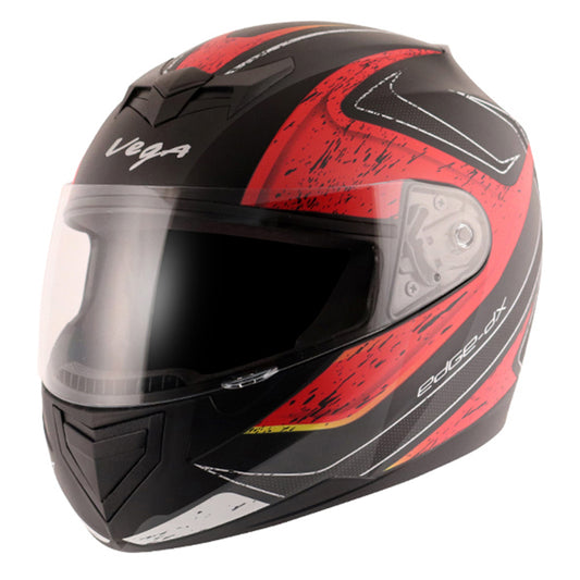Vega Edge DX Crystal Black Red Helmet - bikerstore.in
