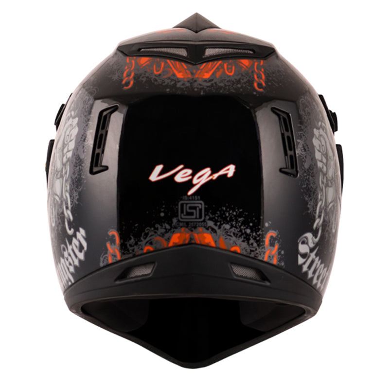 Vega Off Road D/V Gangster Black Orange Helmet - bikerstore.in
