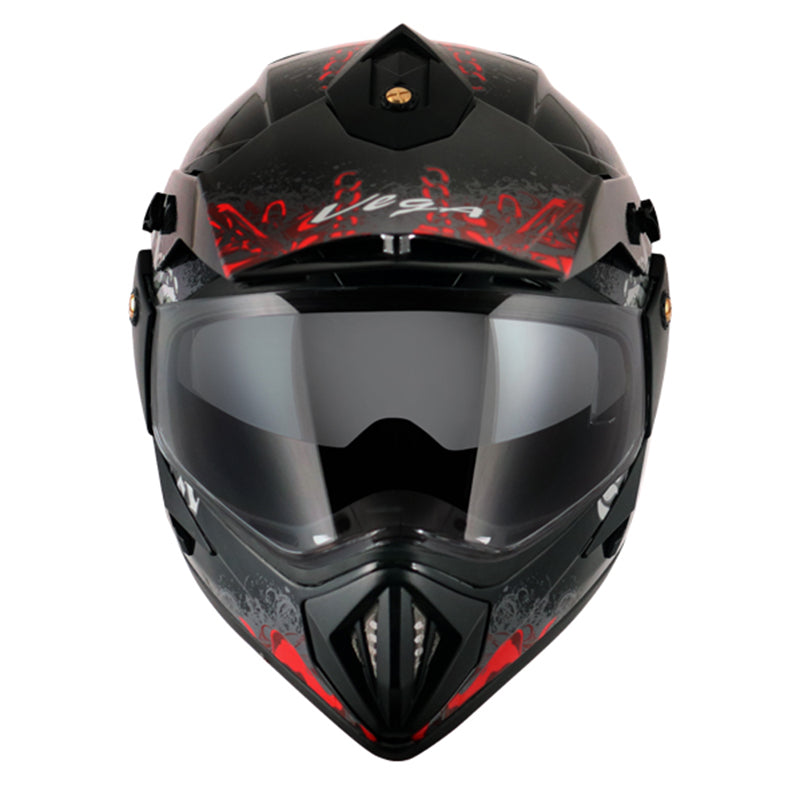 Vega Off Road D/V Gangster Black Red Helmet - bikerstore.in