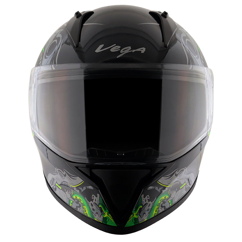 Vega Bolt Octopus Black Neon Green Helmet - bikerstore.in