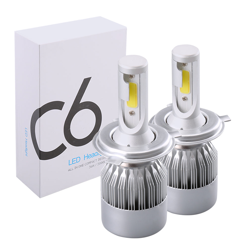 C6 ORIGINAL 6500K LED Headlight Conversion Bulb 72W H4 - Set of 2 (White) Type H4 - bikerstore.in