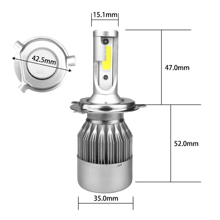 C6 ORIGINAL 6500K LED Headlight Conversion Bulb 72W H4 - Set of 2 (White) Type H4 - bikerstore.in