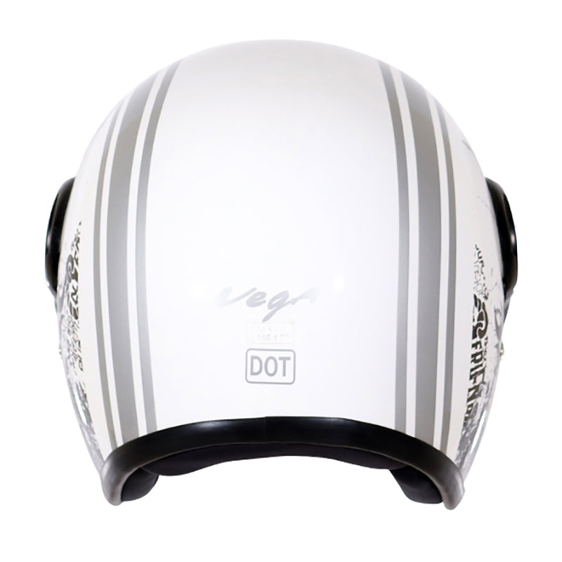 Vega Jet Old School W Visor White Silver Helmet Shop Helmets at