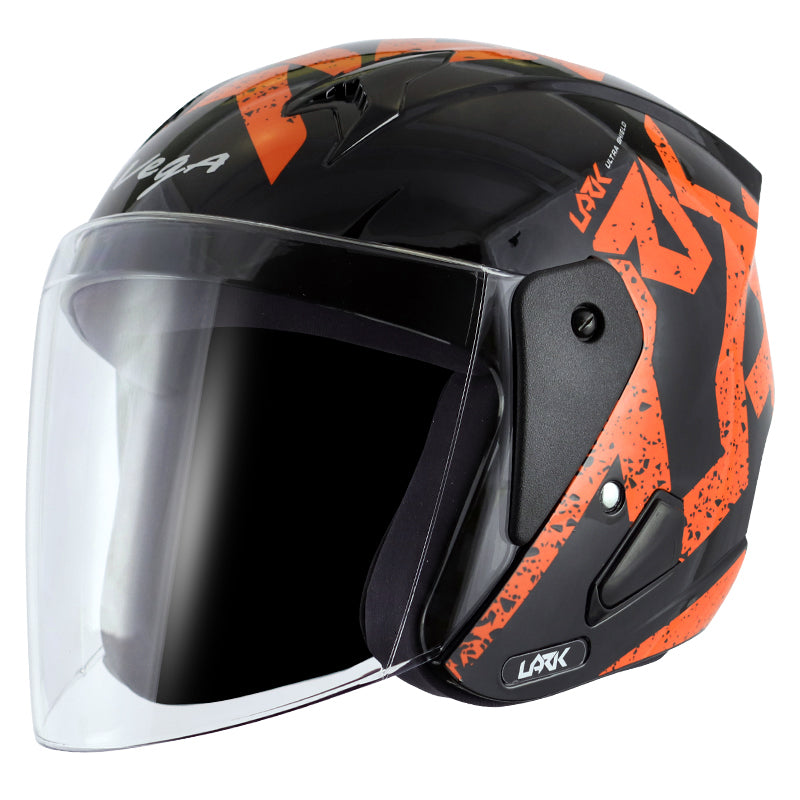 Vega Lark Victor Black Orange Helmet - bikerstore.in