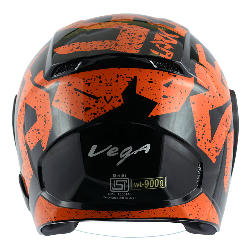Vega Lark Victor Black Orange Helmet - bikerstore.in
