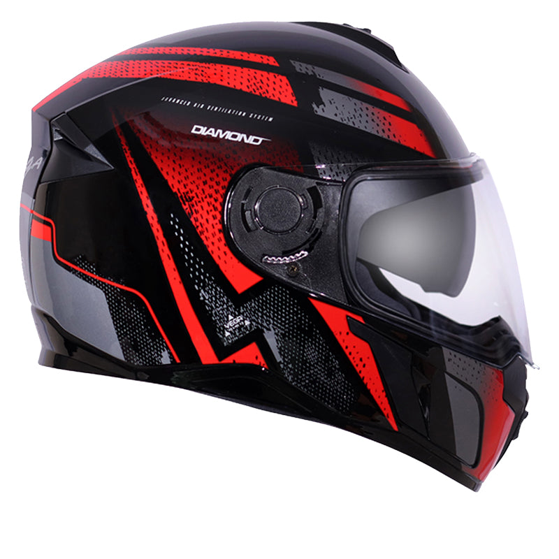 Vega Ryker D/V Diamond Black Red Helmet - bikerstore.in