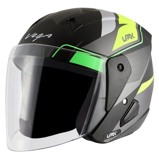 Vega Lark Legend Dull Black Neon Yellow Helmet - bikerstore.in