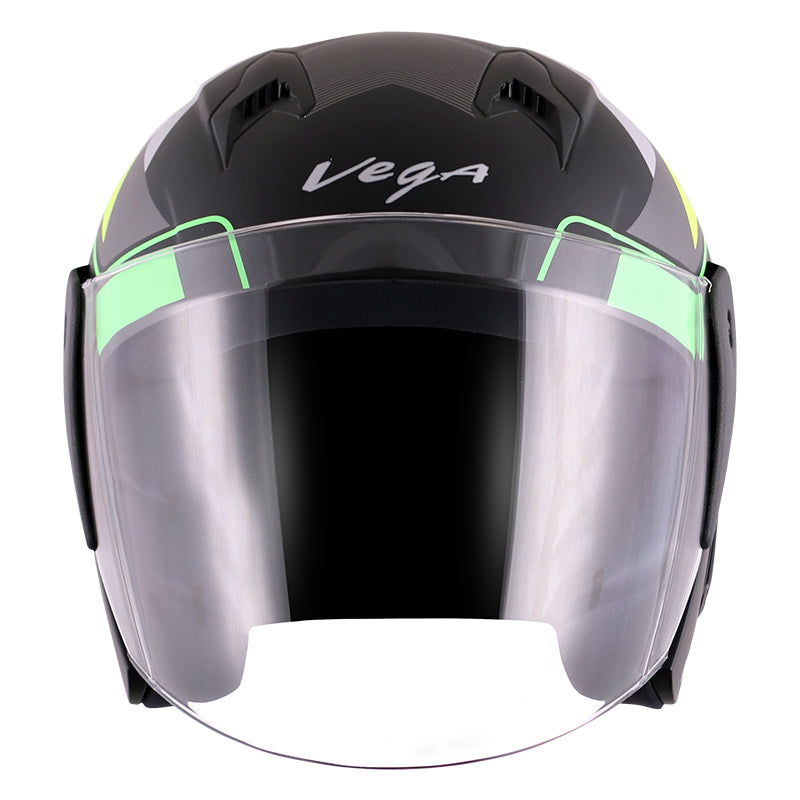 Vega Lark Legend Dull Black Neon Yellow Helmet - bikerstore.in