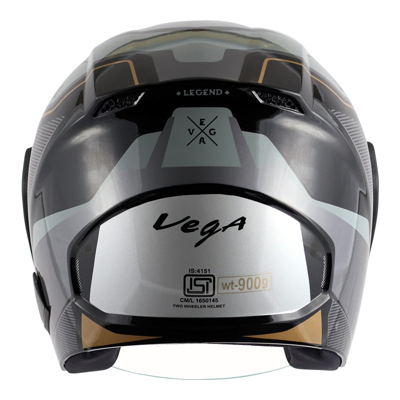 Vega Lark Legend Black Silver Helmet - bikerstore.in
